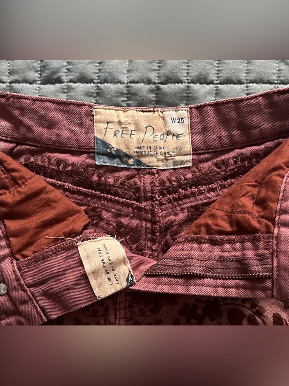 Free People Embroidered Burgundy Shorts 🍷 - Picture 3 of 3